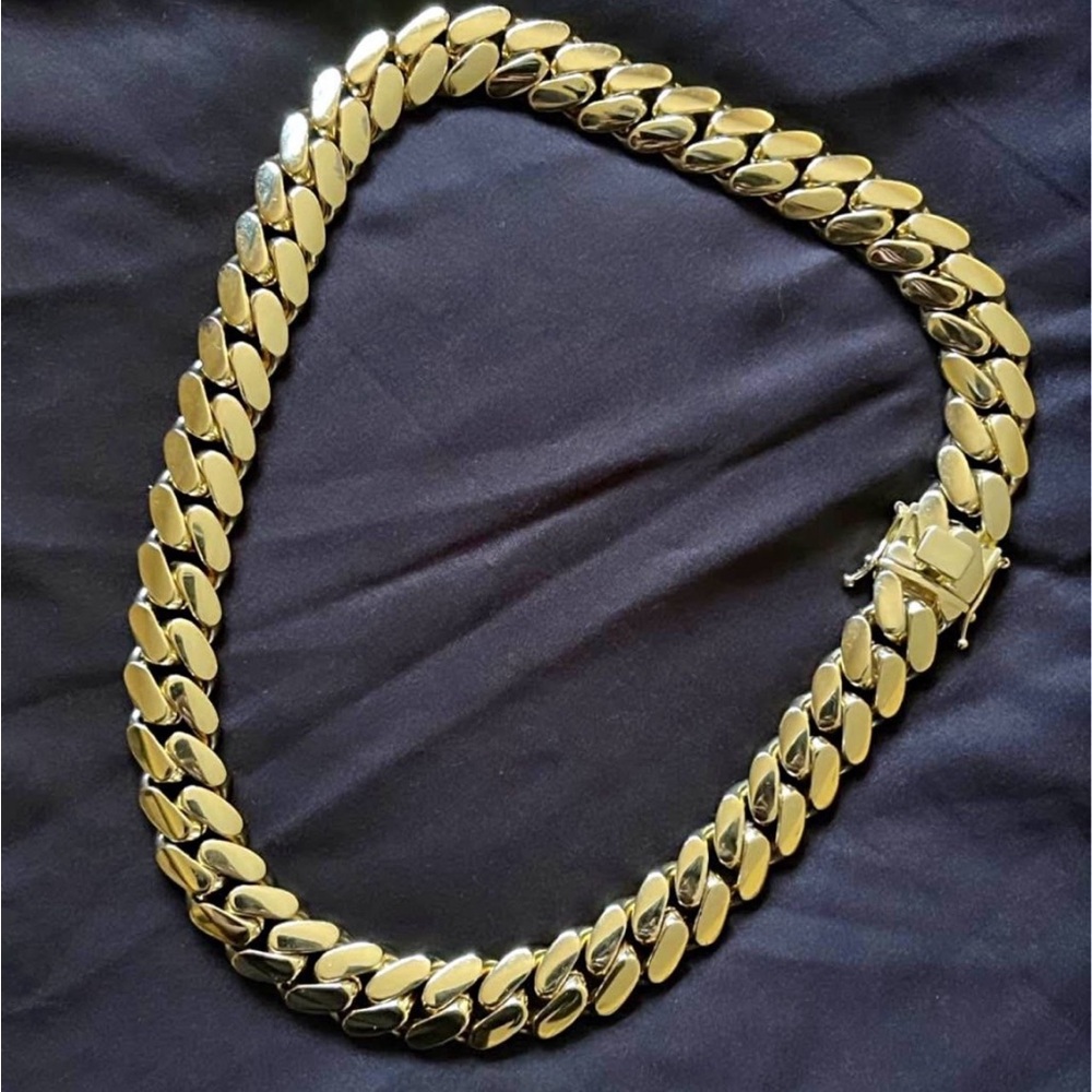 20mm Miami Cuban Link Gold Plated Chain Necklace 18k & 14k School Regular Lock - Picture 2 of 2